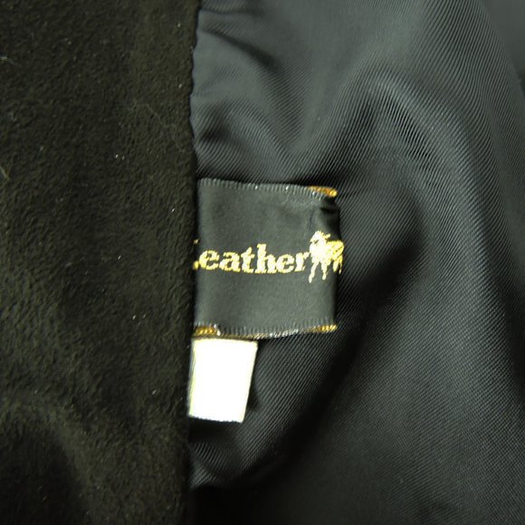 VTG 80s Black Suede Leather women's 6 Jacket big shoulders snap closure vintage - Picture 10 of 10